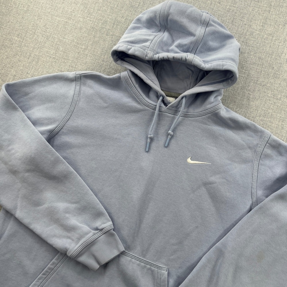 Nike Sportswear Club Fleece Hoodie Sweatshirt Men L Light Blue Sporty Lounge